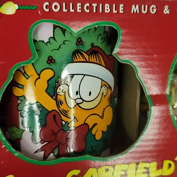 Garfield the Cat Collectible Coffee Mug Cup Merry Xmas Ornament Set Vintage 1996 - Picture 3 of 7